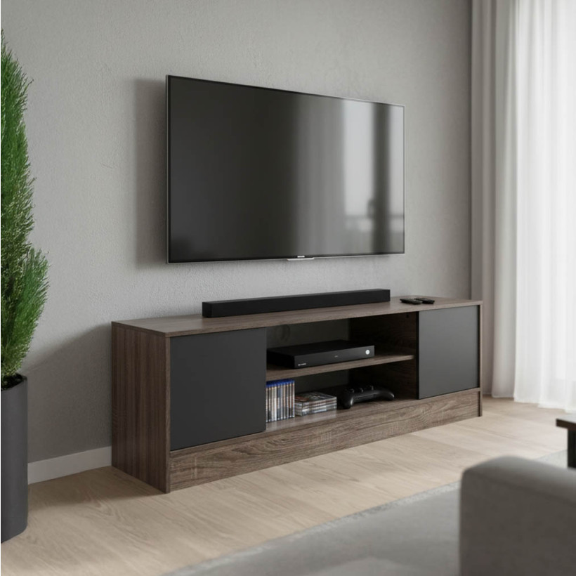 Έπιπλο τηλεόρασης Sasa  σε oak-ανθρακί απόχρωση 120x35x41.5εκ