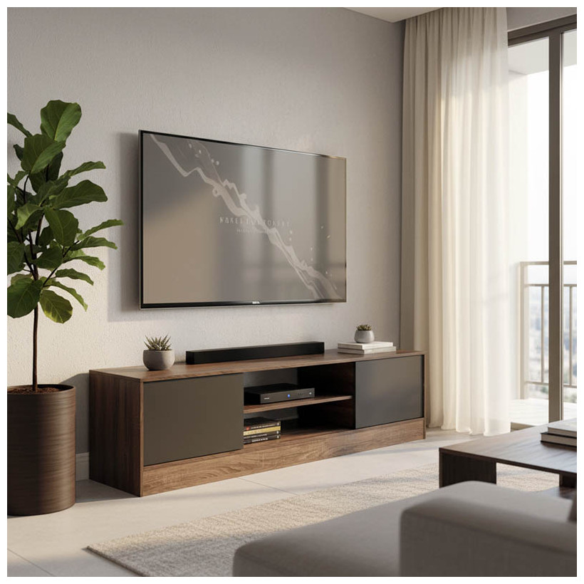 Έπιπλο τηλεόρασης Sasa  σε oak-ανθρακί απόχρωση 150x35x41.5εκ
