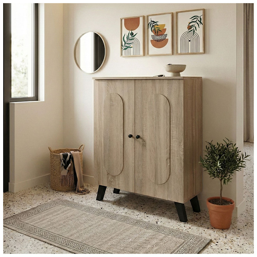 Παπουτσοθήκη-ντουλάπι Cathi  sonoma 80x34x95εκ