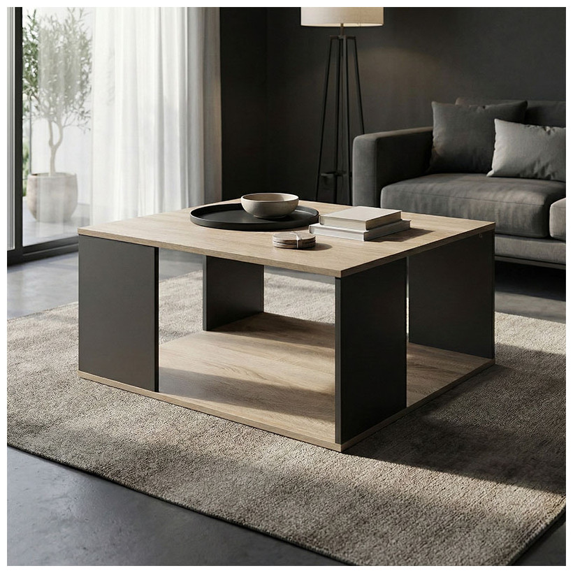 Τραπέζι σαλονιού Zelegan  sonoma-ανθρακί 90x60x44.5εκ