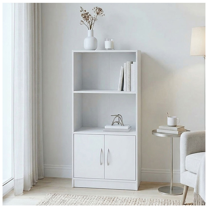 Βιβλιοθήκη Tekaro  λευκή 60x30x120εκ