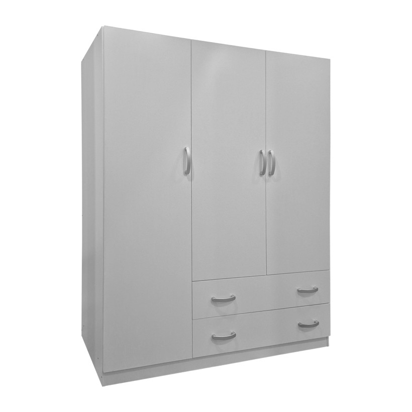 Ντουλάπα τρίφυλλη με 2 συρτάρια Alvia  λευκή 150x51x180εκ