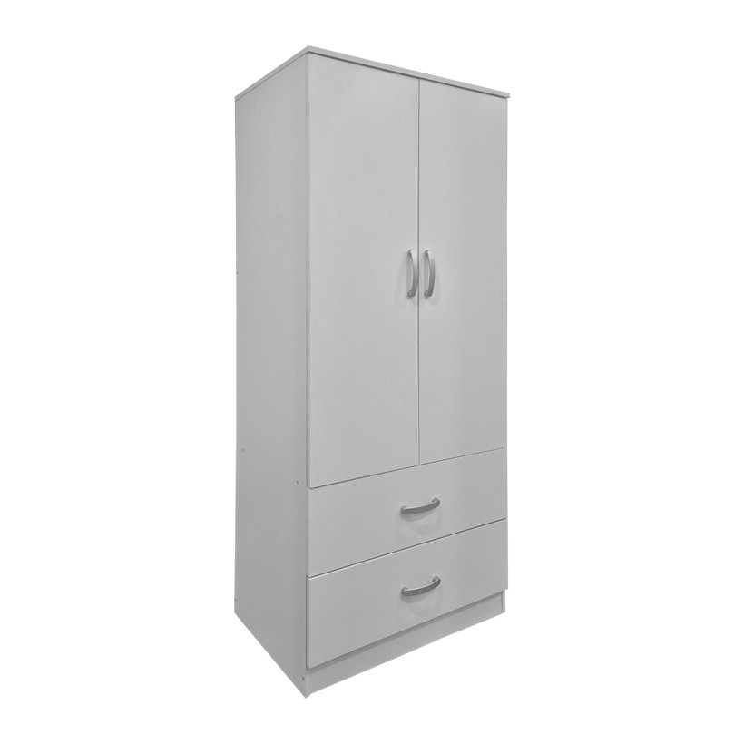 Ντουλάπα δίφυλλη με 2 συρτάρια Alvia  λευκή 80x51.5x180εκ