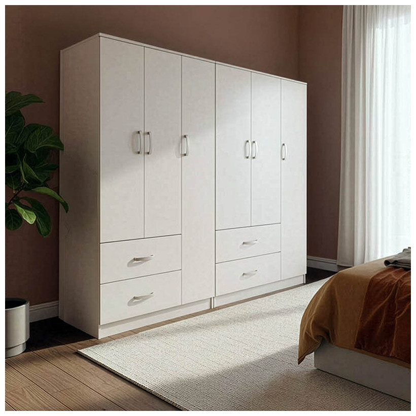 Ντουλάπα εξάφυλλη Athos  λευκή 180x42x180εκ