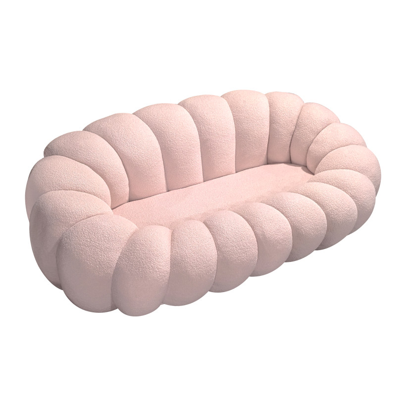 Καναπές Embrace  μπουκλέ ύφασμα σε ροζ απόχρωση 180x105x65εκ
