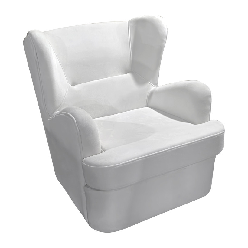 Πολυθρόνα Regalo  βελούδο σε λευκή απόχρωση 75x88x85εκ