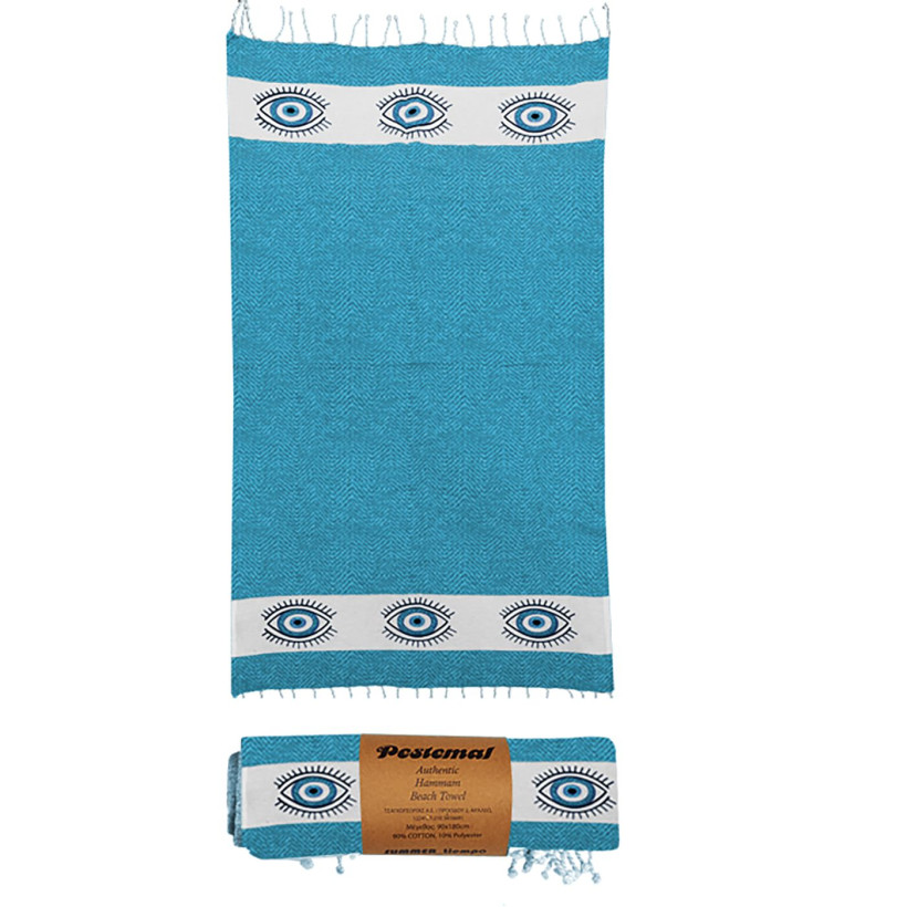 Πετσέτα Θαλάσσης Pestemal Ματάκια ~280g 90x180cm SummerTiempo 622273 Τυρκουάζ 42-2253-TRQ