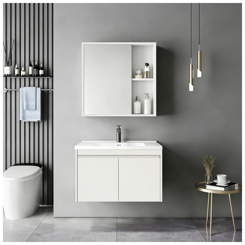 Πάγκος με νιπτήρα και καθρέπτη Sinkea  λευκή απόχρωση