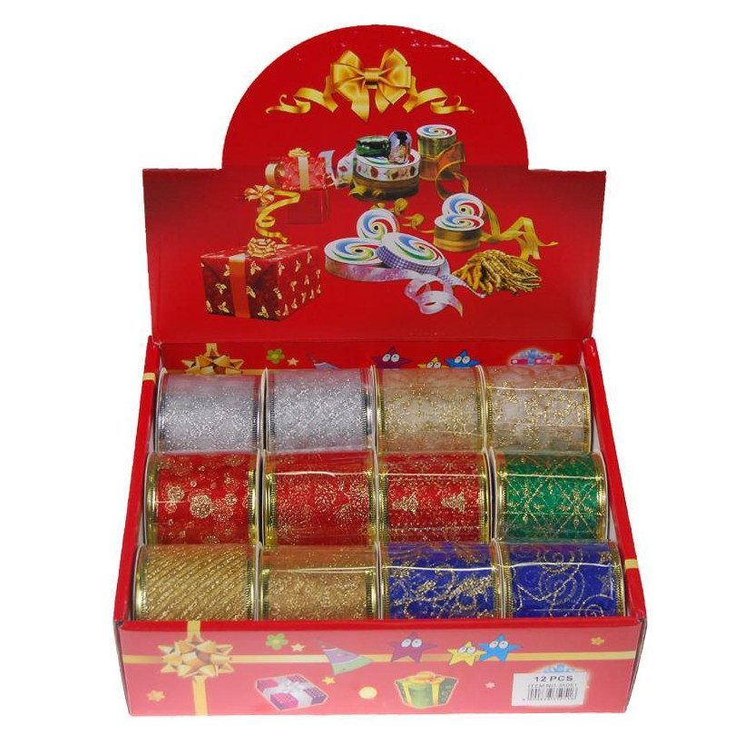 Κορδέλες χριστουγεννιάτικες 6 εκ. x 2.7μ.  6 σχέδια - 12 ΤΕΜ