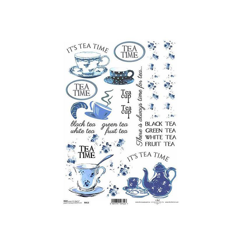 Ριζόχαρτο "tea blue" 21x29εκ.   (ITD-R413) - 3 ΤΕΜ