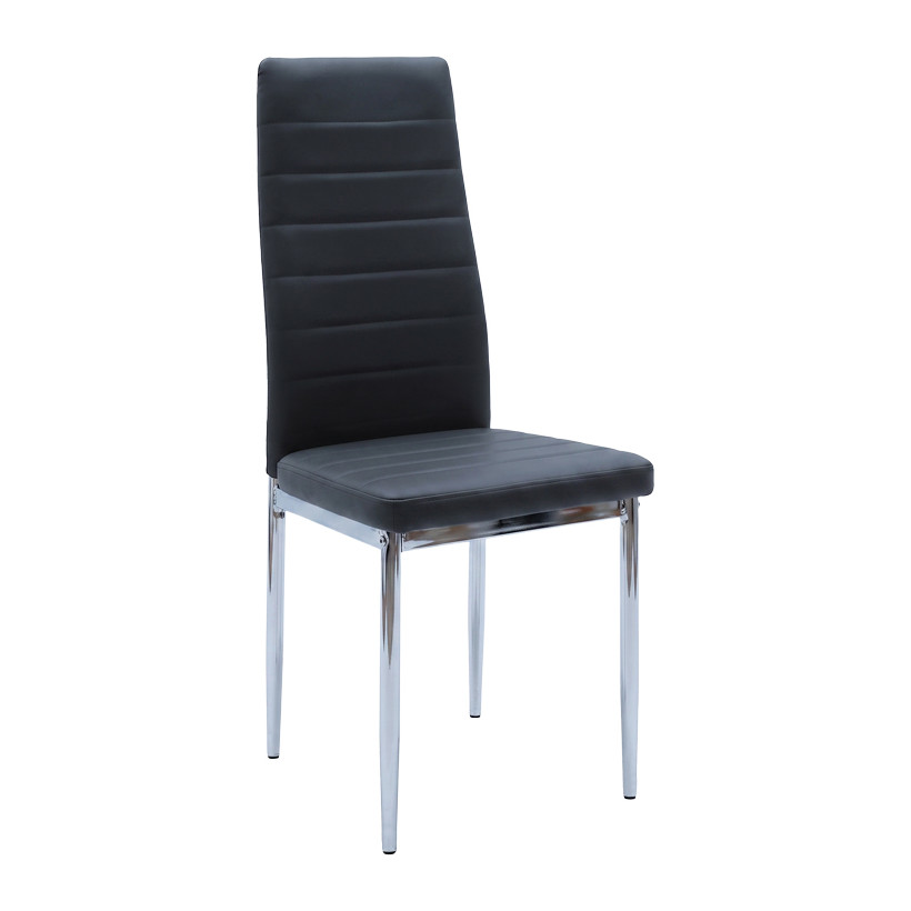 Καρέκλα Parker  μαύρο PU με πόδι χρωμίου 41x48x96εκ - 4 ΤΕΜ