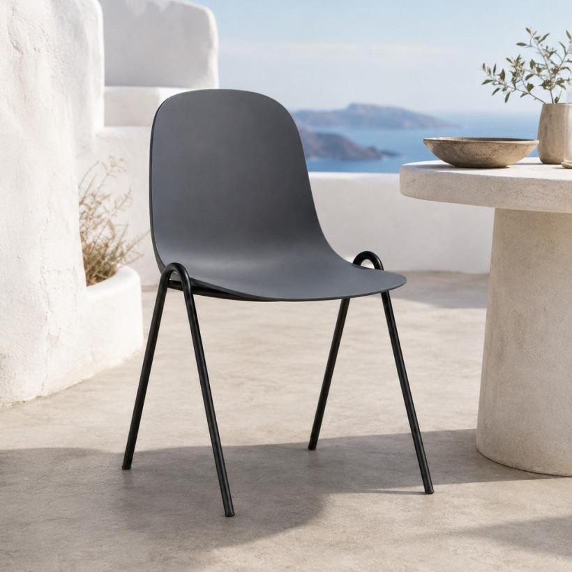 Καρέκλα Nextdeco PP και μέταλλο γκρι σκούρο 52x57xΥ83εκ. - 4 ΤΕΜ