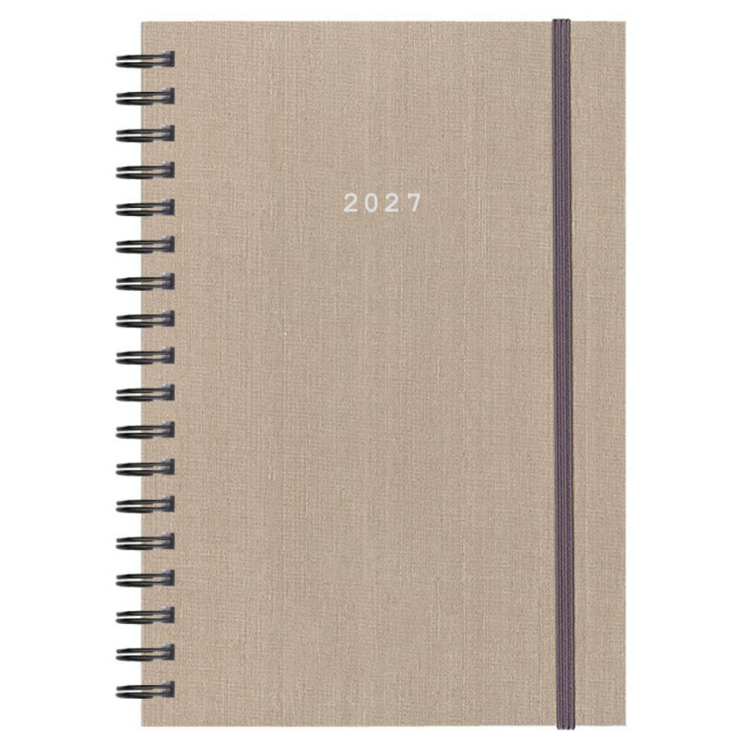 Next ημερολόγιο 2027 fabric plus ημερήσιο σπιράλ μπεζ 17x25εκ.  Δυνατότητα εκτύπωσης