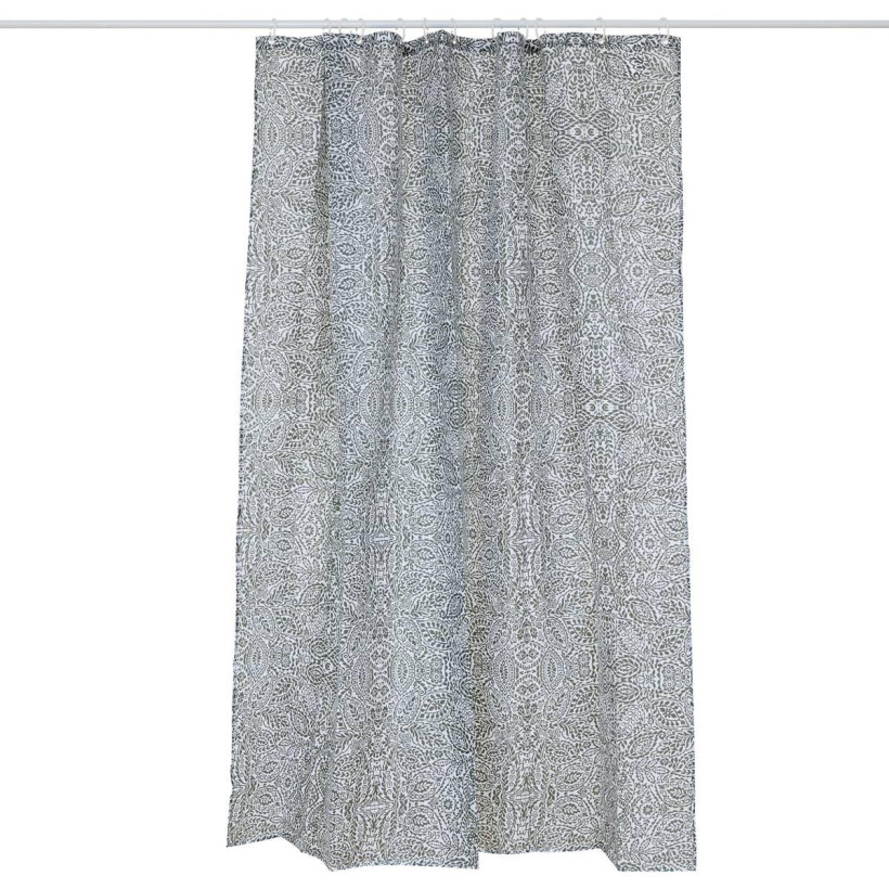 5FIVE Simply smart Υφασμάτινη Κουρτίνα Μπάνιου 100% Polyester Χακί με Λευκές Λεπτομέρειες και Αδιάβροχη Επιφάνεια 213302