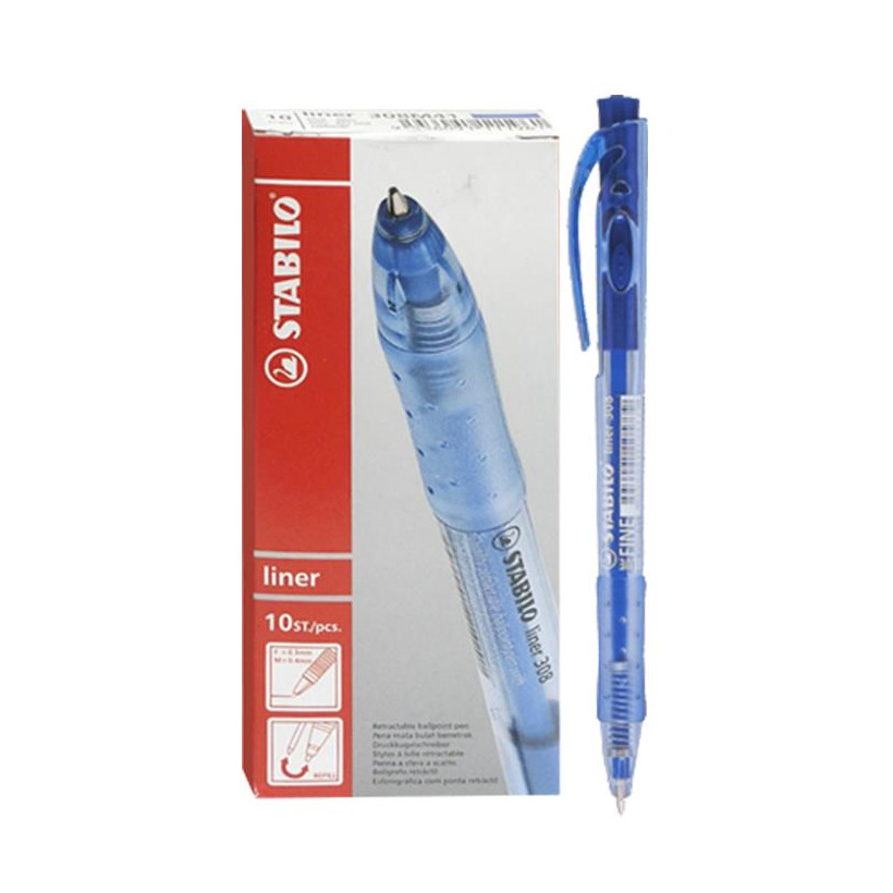 Στυλό Κουμπί Stabilo Ballpoint Μπλε 1,0mm  Stabilo 308/41 BLUE - 10 ΤΕΜ 60-679