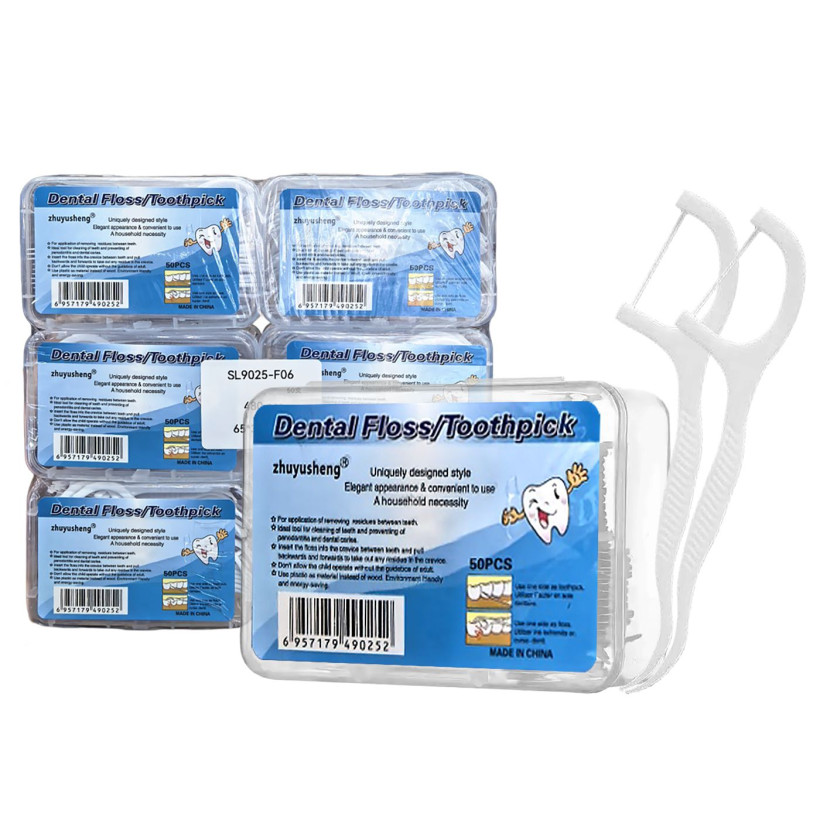 Οδοντογλυφίδες με Οδοντικό Νήμα Dental Floss  4teen4ty 27247 - 12 ΤΕΜ 7-227