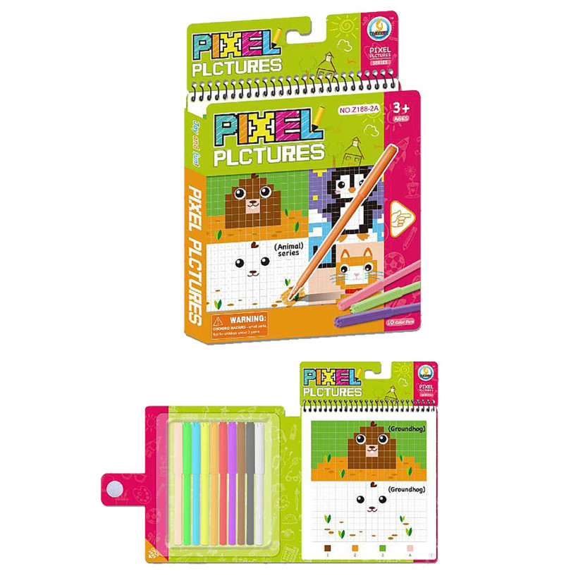 Ζωγραφική Pixel Pictures με 15 Σχέδια & 10 Χρώματα 20x17x2cm ToyMarkt 913208 71-3188
