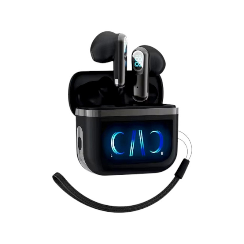 Ασύρματα ακουστικά Bluetooth με ψηφιακή οθόνη & θήκη φόρτισης - J61 - 814031 - Black