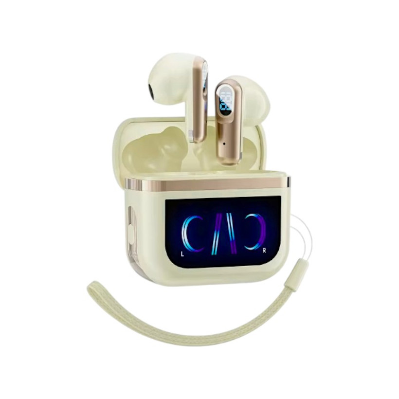 Ασύρματα ακουστικά Bluetooth με ψηφιακή οθόνη & θήκη φόρτισης - J61 - 814031 - Gold