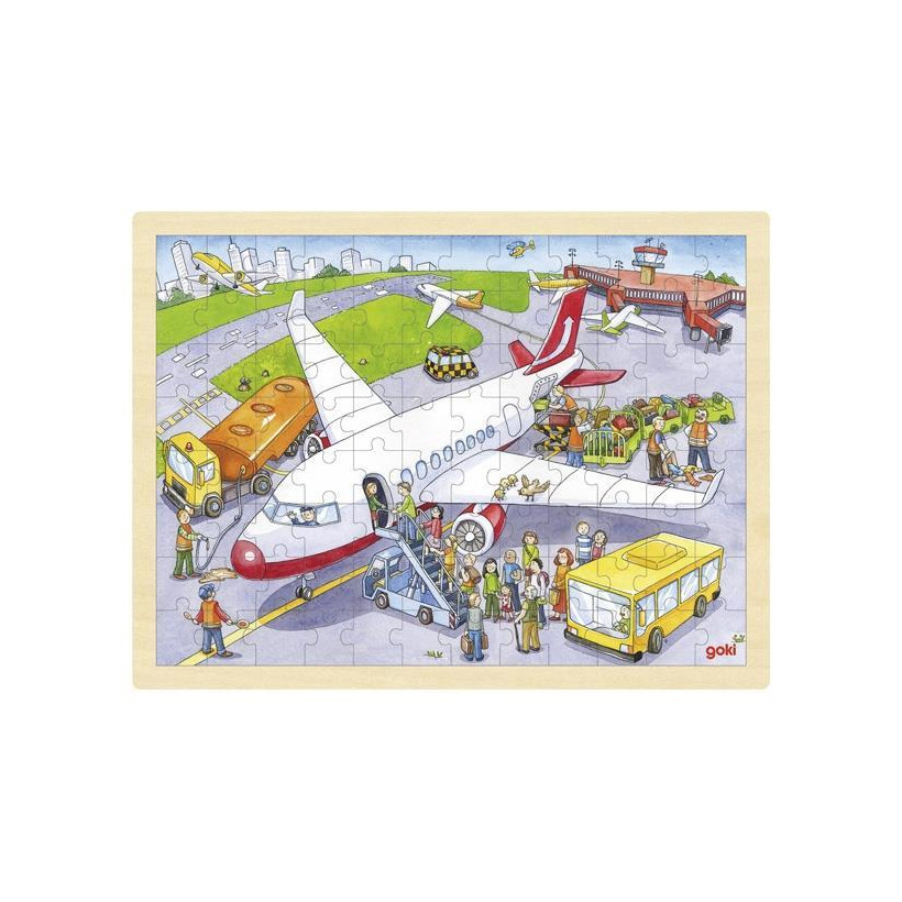 Goki παζλ ξύλινο "Αεροδρόμιο" 30x40εκ. 96 τεμαχίων