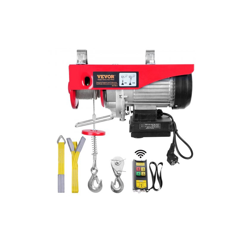 Ηλεκτρικός Γερανός VEVOR, 800kg, 1450W, 220V, Ασύρματο Τηλεχειριστήριο, 12m Ύψος Ανύψωσης, Χαλκός Κινητήρας  DD1760LBS21FTGUZHV2