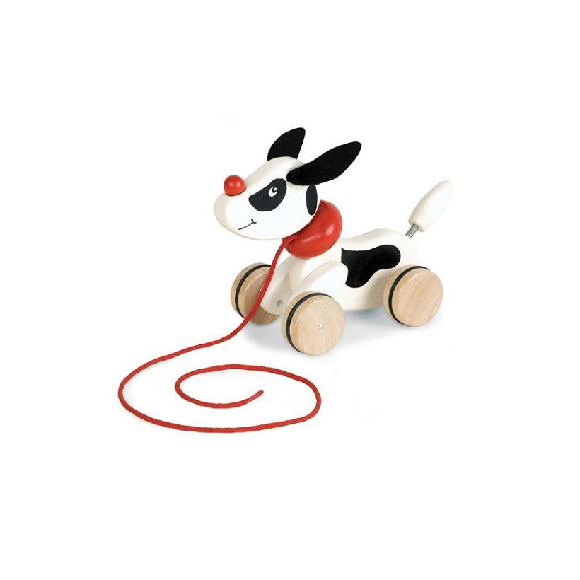 Pin Toys Ξύλινη τρεχαλίτσα Σκυλάκι, από μασίφ καουτσουκόδεντρο