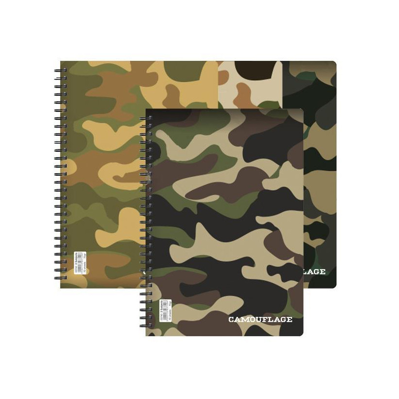 Next camouflage τετράδιο σπιράλ 21x29εκ. 3θεμ. - 10 ΤΕΜ