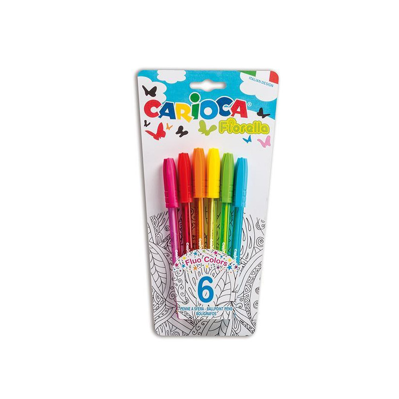 Carioca Fiorella σετ 6 στυλό ballpoint σε blister - 6 ΤΕΜ