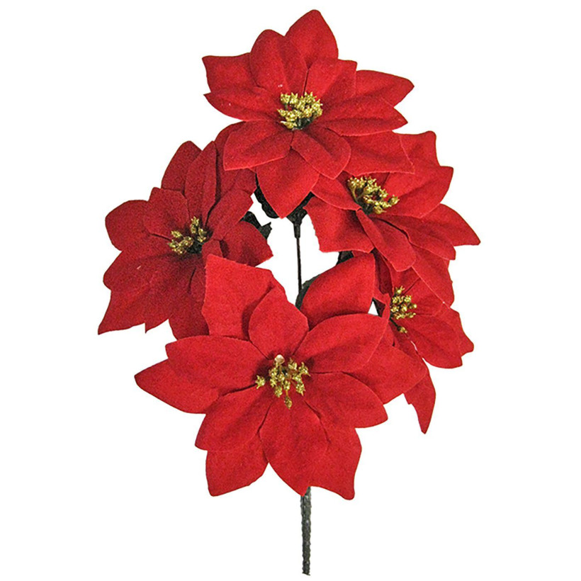 Μπουκέτο με 5 Αλεξανδρινά Βελουτέ 32cm ø13cm Xmasfest 1131122 - 2 ΤΕΜ 93-1102