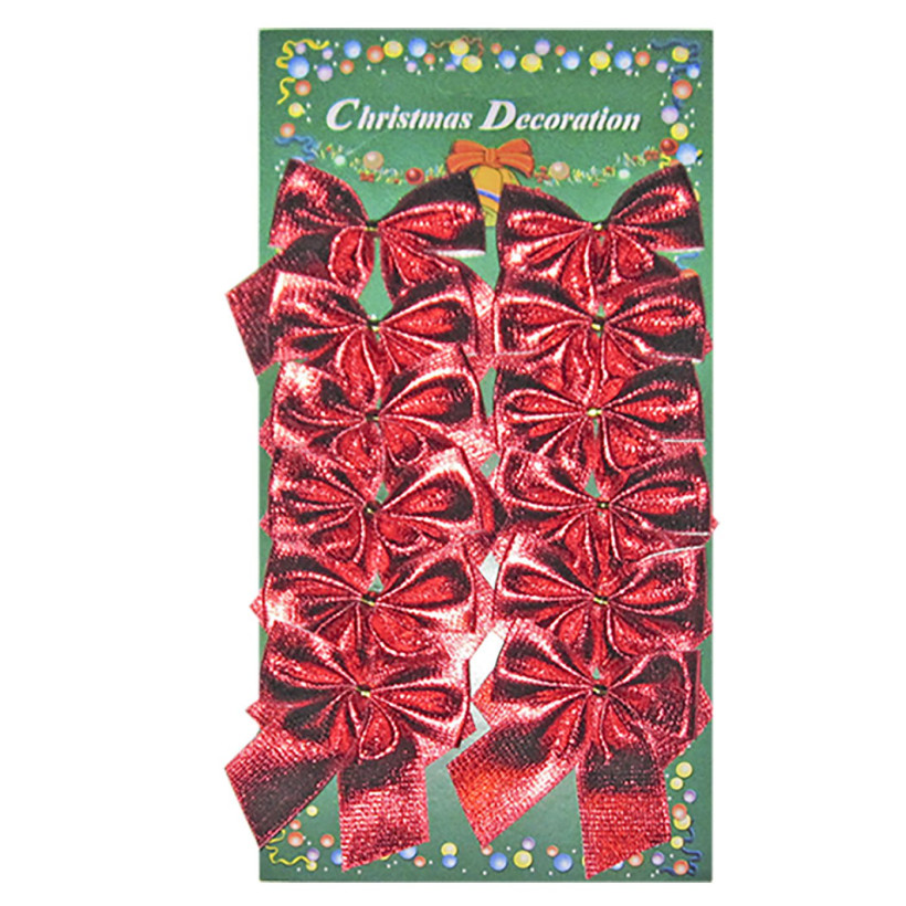 Φιόγκοι Γυαλιστεροί σετ=12τεμ 5,5x6cm Xmasfest 113273 Κόκκινο 93-253-RED