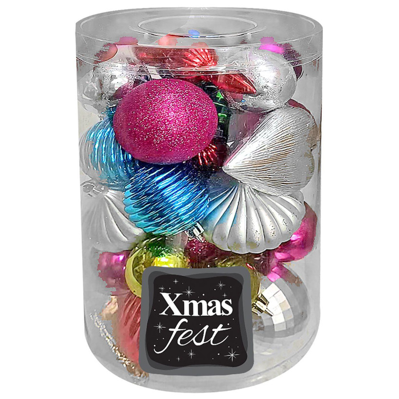 Μπάλες Xmas μιξ σε Κουτί Κυλινδρικό Πακ=25x ø16,5cm Xmasfest 1132674 93-2654