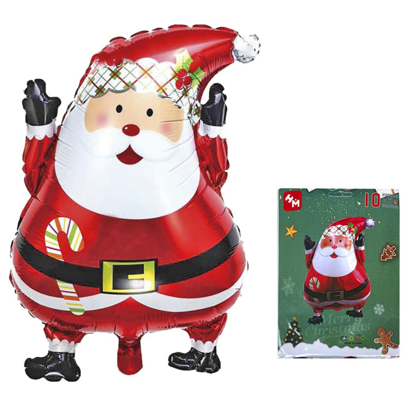 Μπαλόνι Μεταλλιζέ Άγιος Βασίλης 62x45cm Xmasfest 1132689 - 10 ΤΕΜ 93-2669