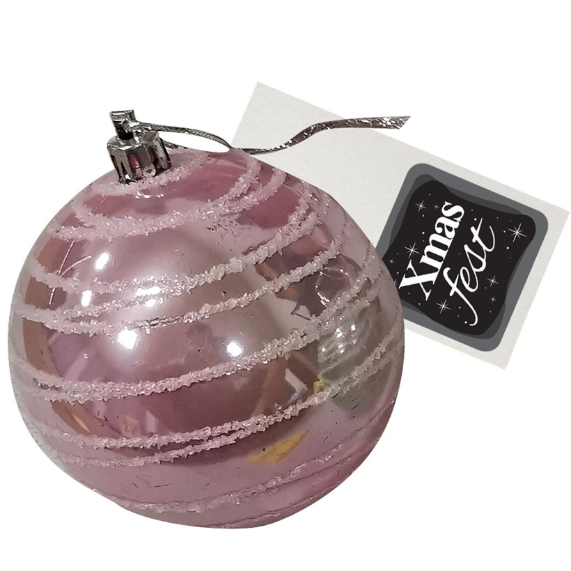 Μπάλα παλ Χρώμα με Χιόνι ø8cm Xmasfest 1133301 Ροζ - 16 ΤΕΜ 93-3281-ROZ