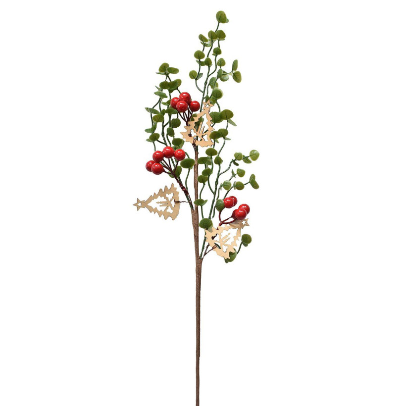 Κλωνάρι με γκι και Ξύλινα Δεντράκια 57x18cm Xmasfest 1133326 93-3306