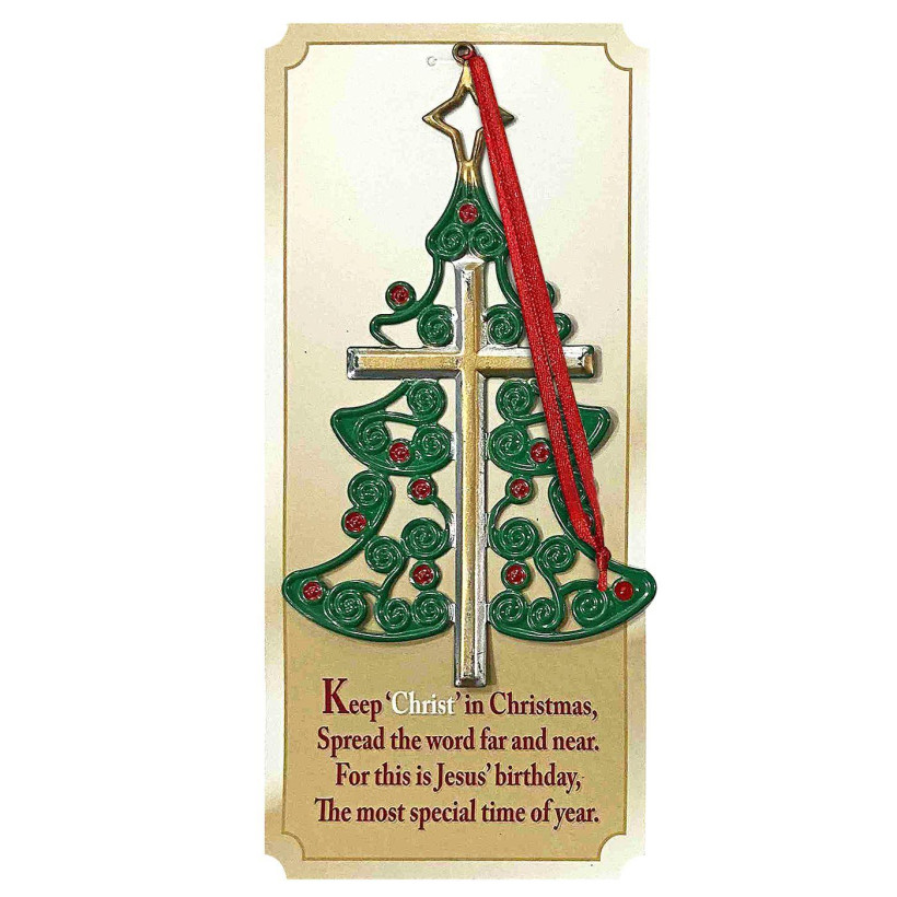 Στολίδι Μεταλλικό Δέντρο-Σταυρός 14x8cm Xmasfest 1133396 - 12 ΤΕΜ 93-3376