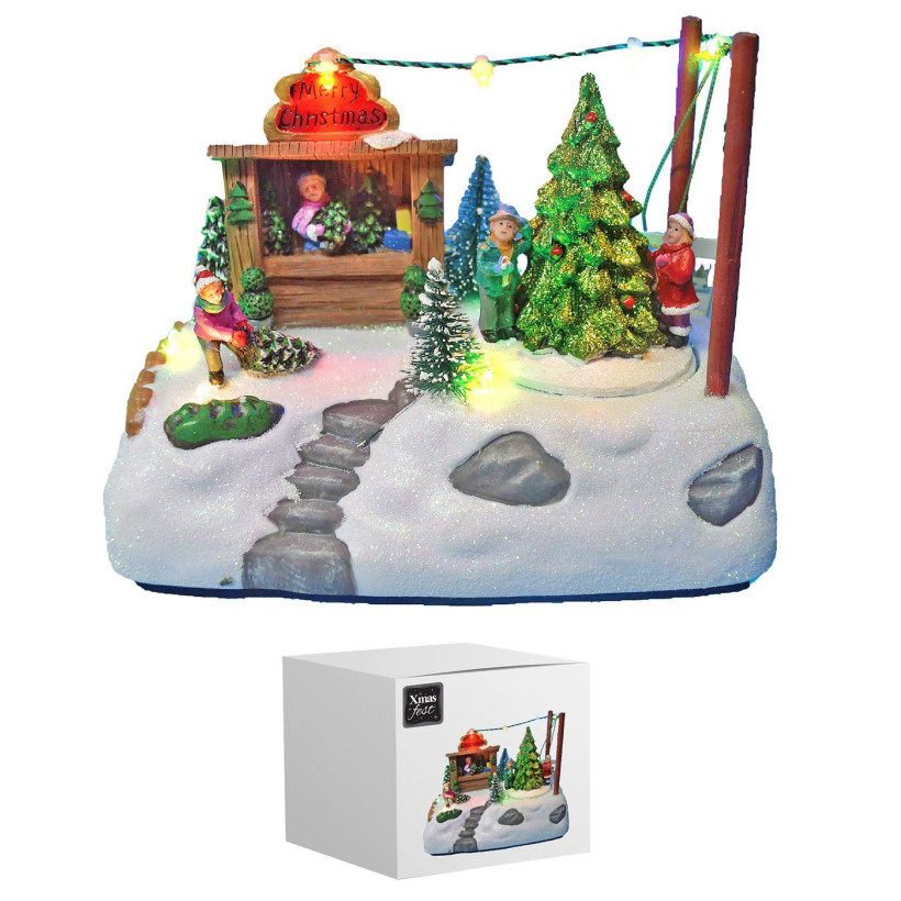 Χωριό Xmas με Κιόσκι & Δέντρα 18x12x11cm Xmasfest 1133481 93-3461