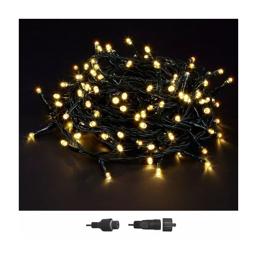 100 Λαμπάκια LED Λευκό Θερμό σε Σειρά με Επέκταση & Προγράμματα IP44 5m (δεν Περιέχεται ο Μετασχηματιστής) Xmasfest 1133498 93-3478
