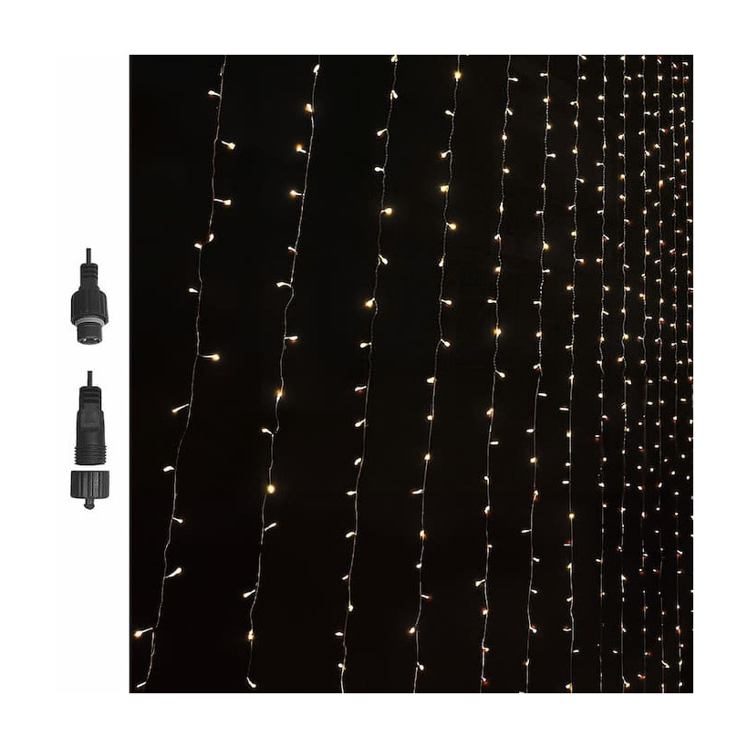 100 Λαμπάκια LED Λευκό Θερμό Κουρτίνα με Επέκταση & Προγράμματα IP44 90x80cm (δεν Περιέχεται ο Μετασχηματιστής) Xmasfest 1133499 93-3479