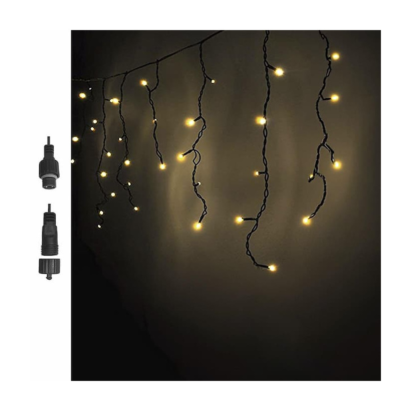 100 Λαμπάκια LED Λευκό Θερμό Βροχή με Επέκταση & Προγράμματα IP44 110x80cm (δεν Περιέχεται ο Μετασχηματιστής) Xmasfest 1133500 93-3480
