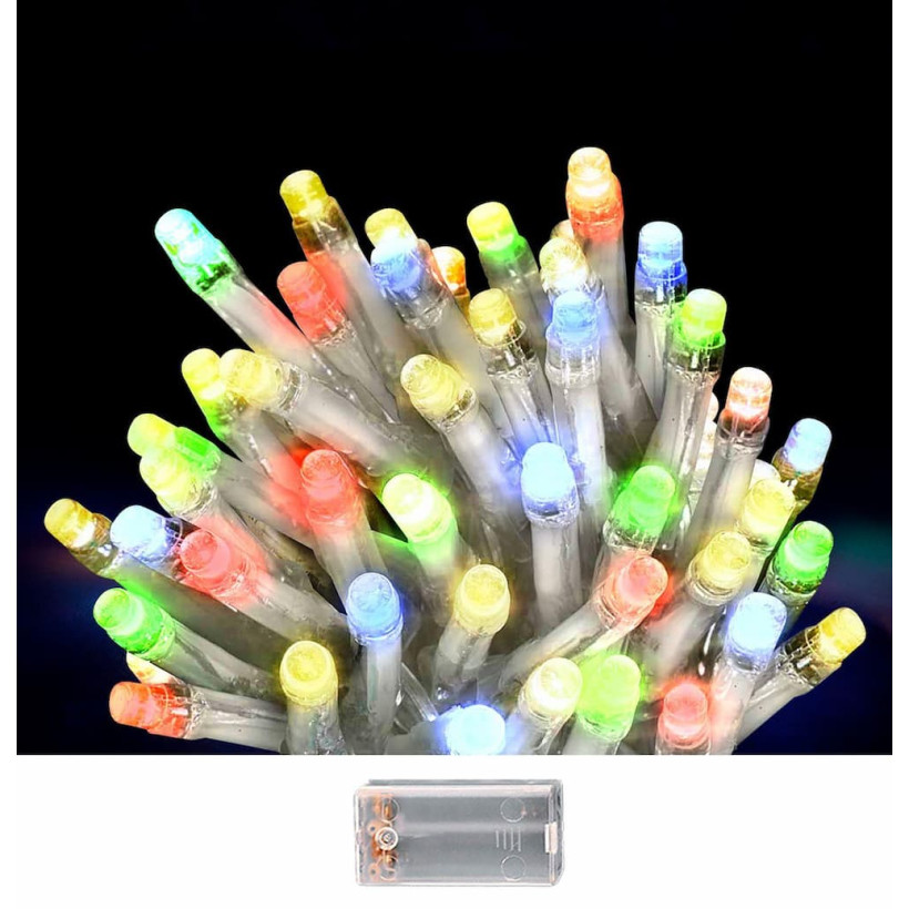 50 Λαμπάκια LED Μπαταρίας Πολύχρωμα σε Σειρά με Controller IP20 5,3m Xmasfest 1133509 93-3489