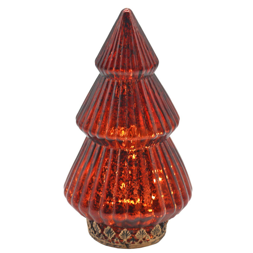 Φανάρι led Γυάλινο Δέντρο Αντικέ Κόκκινο 22x12,5cm Xmasfest 1133546 93-3526