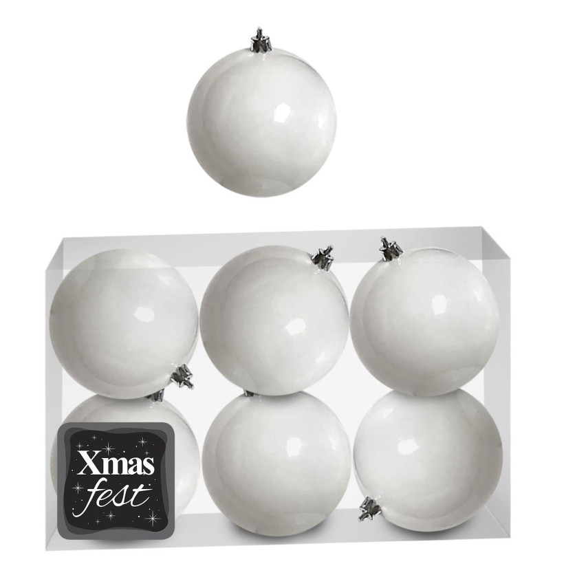Μπάλες Λευκές πακ=6τεμ φ10 ø10cm Xmasfest 1133549 93-3529