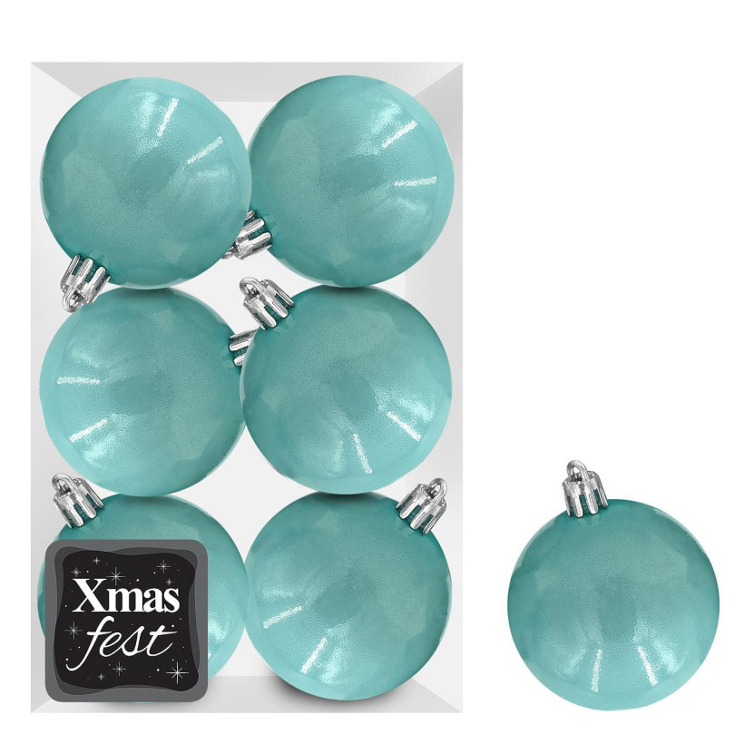 Μπάλες Γυαλιστερές Θαλασσί πακ=6τεμ φ6 ø6cm Xmasfest 1133557 93-3537
