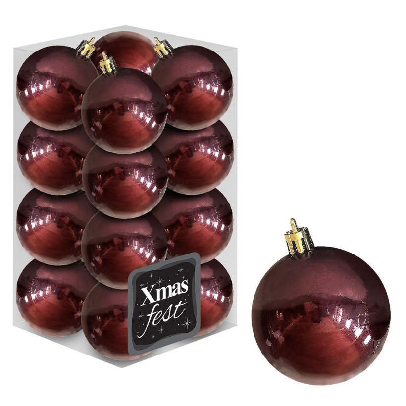 Μπάλες Γυαλιστερές Μπορντώ πακ=12τεμ φ4 ø4cm Xmasfest 1133560 93-3540