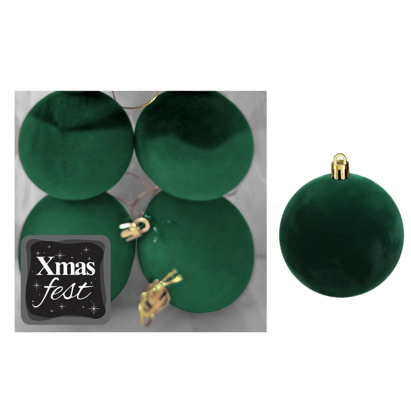 Μπάλες Βελούδινες Κυπαρίσσι πακ=4τεμ φ10 ø10cm Xmasfest 1133576 93-3556