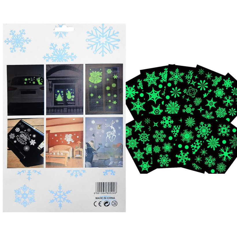 Αυτοκόλλητα Xmas Φωσφόριζε 32x20cm Xmasfest 1133605 - 12 ΤΕΜ 93-3585