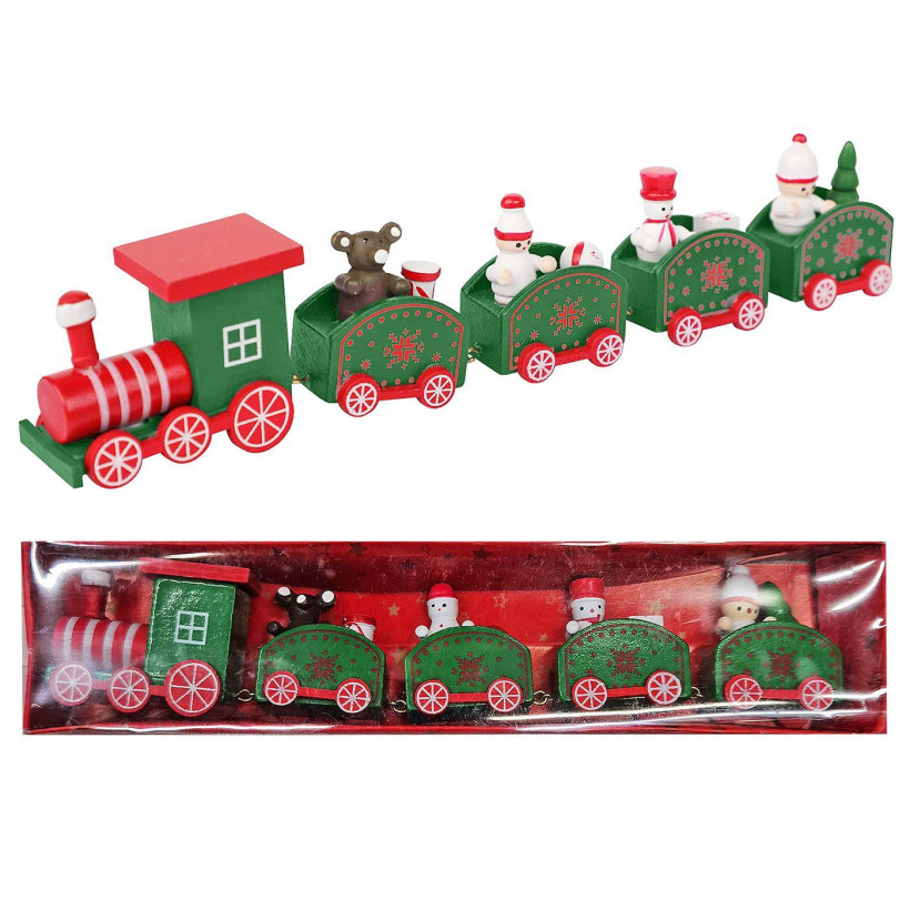 Τραινάκι Ξύλινο Χριστουγεννιάτικο 25x5,5cm Xmasfest 1133610 93-3590