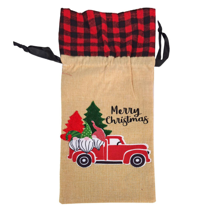Θήκη Κρασιού Xmas Λινάτσα 34x13cm Xmasfest 1133636 93-3616