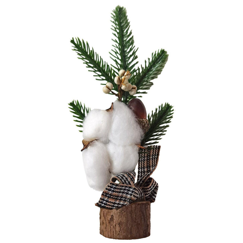 Δεντράκι σε Κορμό με Καρώ Φιόγκο 24cm Xmasfest 1133651 93-3631