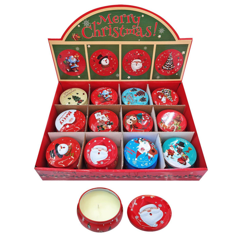 Κερί Xmas σε Μεταλλικό Κουτί με Καπάκι 7x4,5cm 110gr Xmasfest 1133683 - 12 ΤΕΜ 93-3663